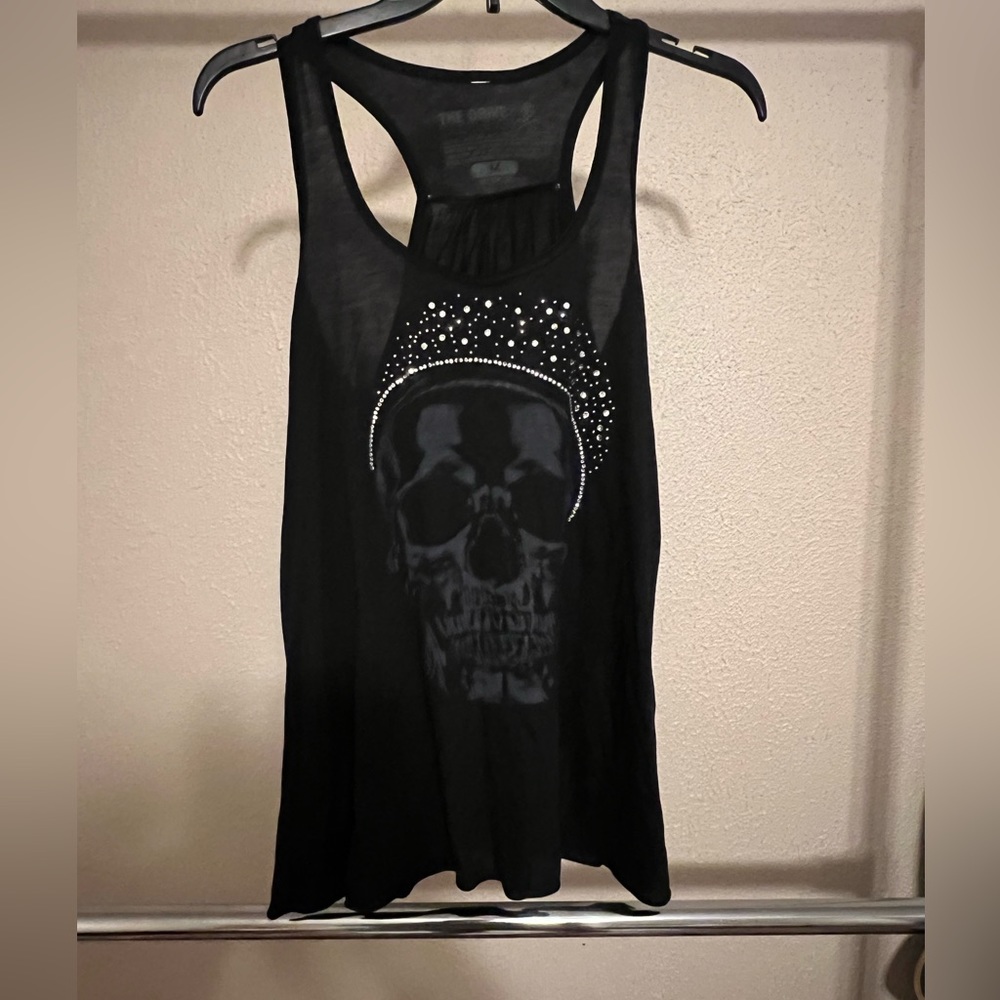The Drive Clothing Company Black Tank Skull Rhinestone Crown SZ M